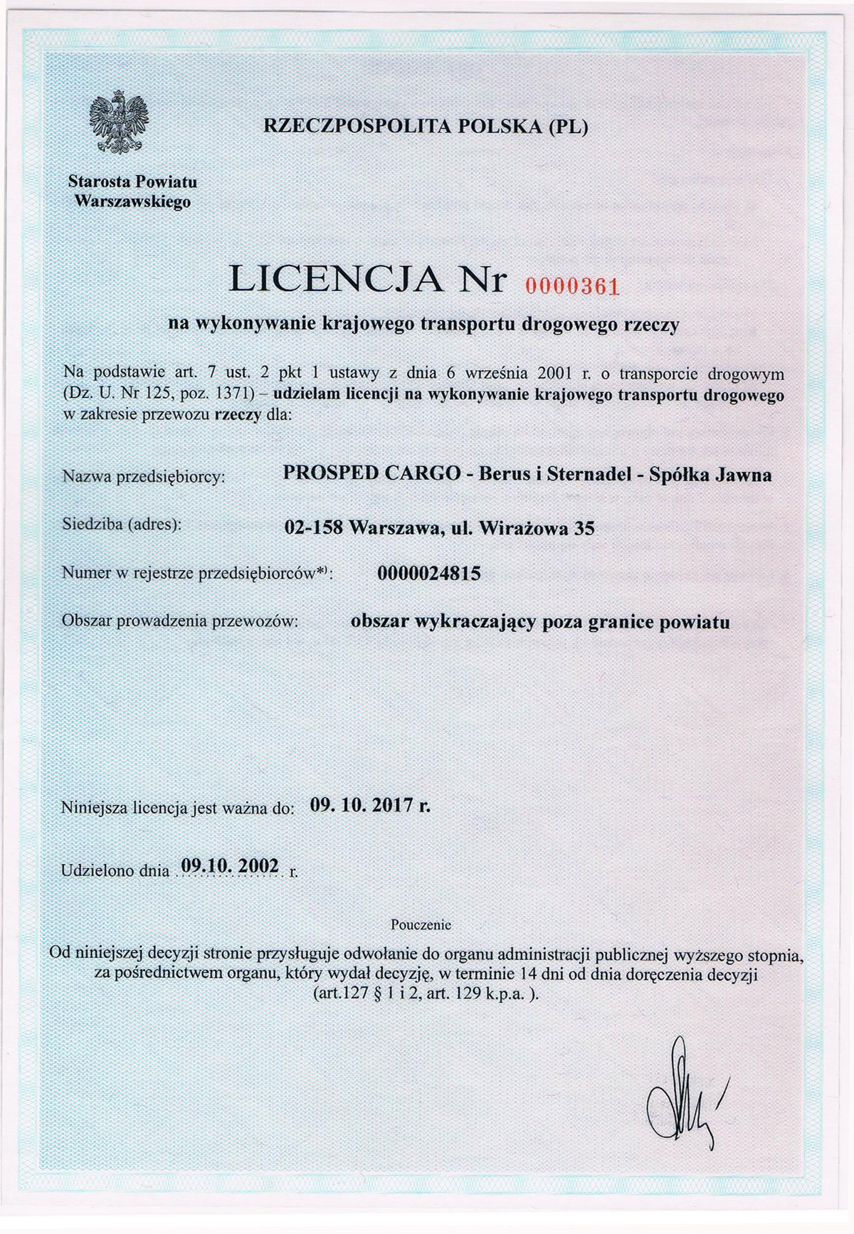 Licencja drogowa